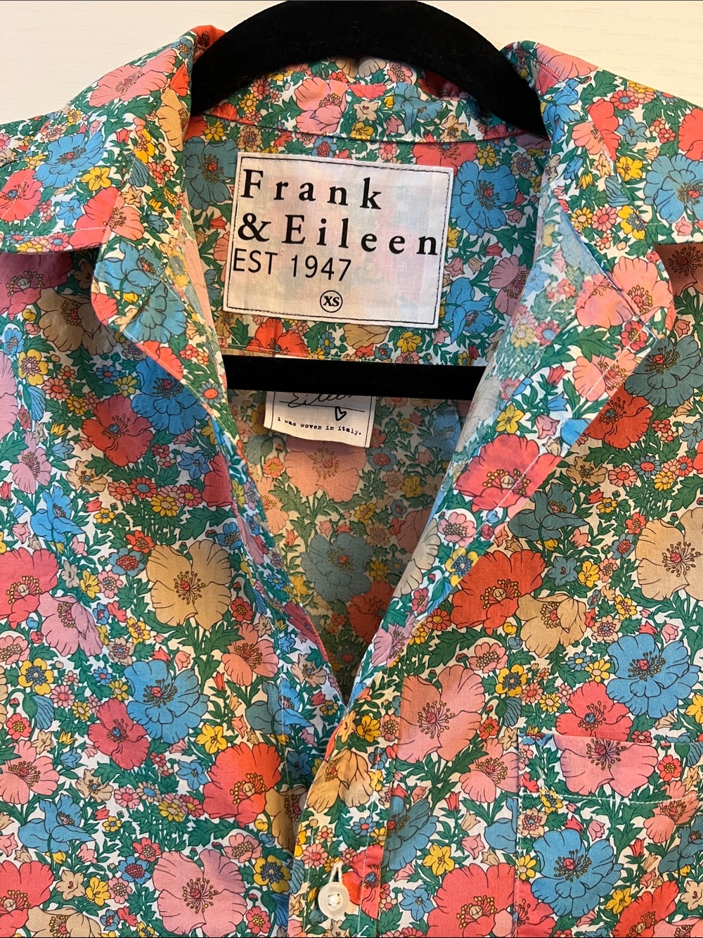 Frank & Eileen Floral Button-Down Shirt in Teal, Pink, Coral, Cream - Picture 2 of 5